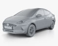 Hyundai HB20 S 2022 3D-Modell clay render