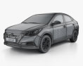 Hyundai Verna CN-spec セダン HQインテリアと 2017 3Dモデル wire render