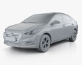 Hyundai Verna CN-spec sedan mit Innenraum 2017 3D-Modell clay render