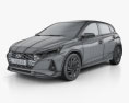 Hyundai i20 2022 3D-Modell wire render