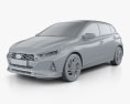 Hyundai i20 2022 3D-Modell clay render