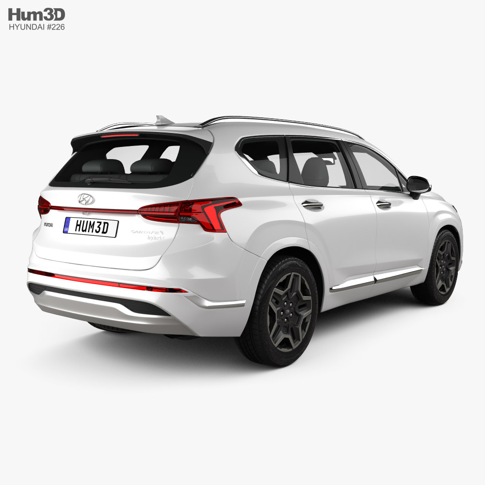 Hyundai Santa Fe 2021 3D模型 后视图