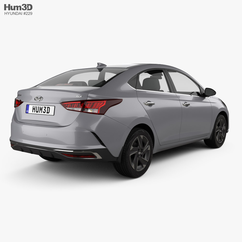 Hyundai Verna sedan 2022 3d model back view