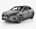Hyundai Verna sedan with HQ interior 2022 3d model wire render