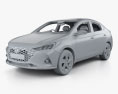 Hyundai Verna sedan with HQ interior 2022 3d model clay render