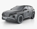 Hyundai Tucson 2021 3D模型 wire render