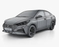 Hyundai Verna 2022 3D-Modell wire render