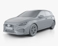 Hyundai i30 N-Line Fließheck 2020 3D-Modell clay render
