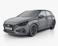 Hyundai i30 hybrid Fließheck 2020 3D-Modell wire render