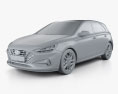 Hyundai i30 hybrid Fließheck 2020 3D-Modell clay render