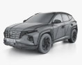 Hyundai Tucson hybrid 2022 3D-Modell wire render