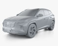 Hyundai Tucson hybrid 2022 3D-Modell clay render