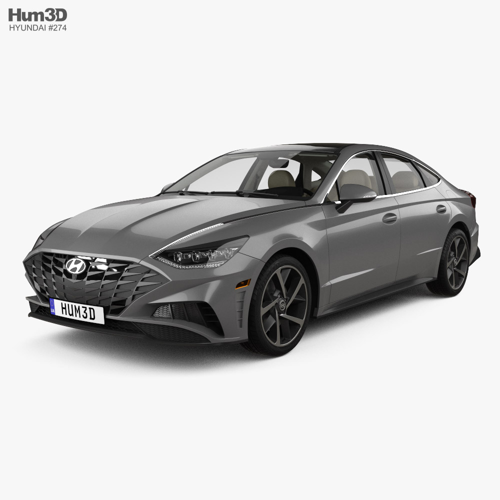 Hyundai Sonata US-spec インテリアと とエンジン 2019 3Dモデル