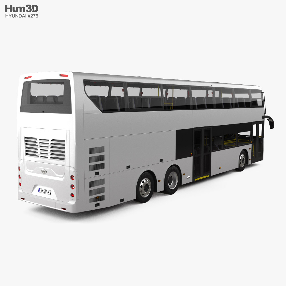 Hyundai Elec City Double Decker Bus with HQ interior 2021 3d model back view