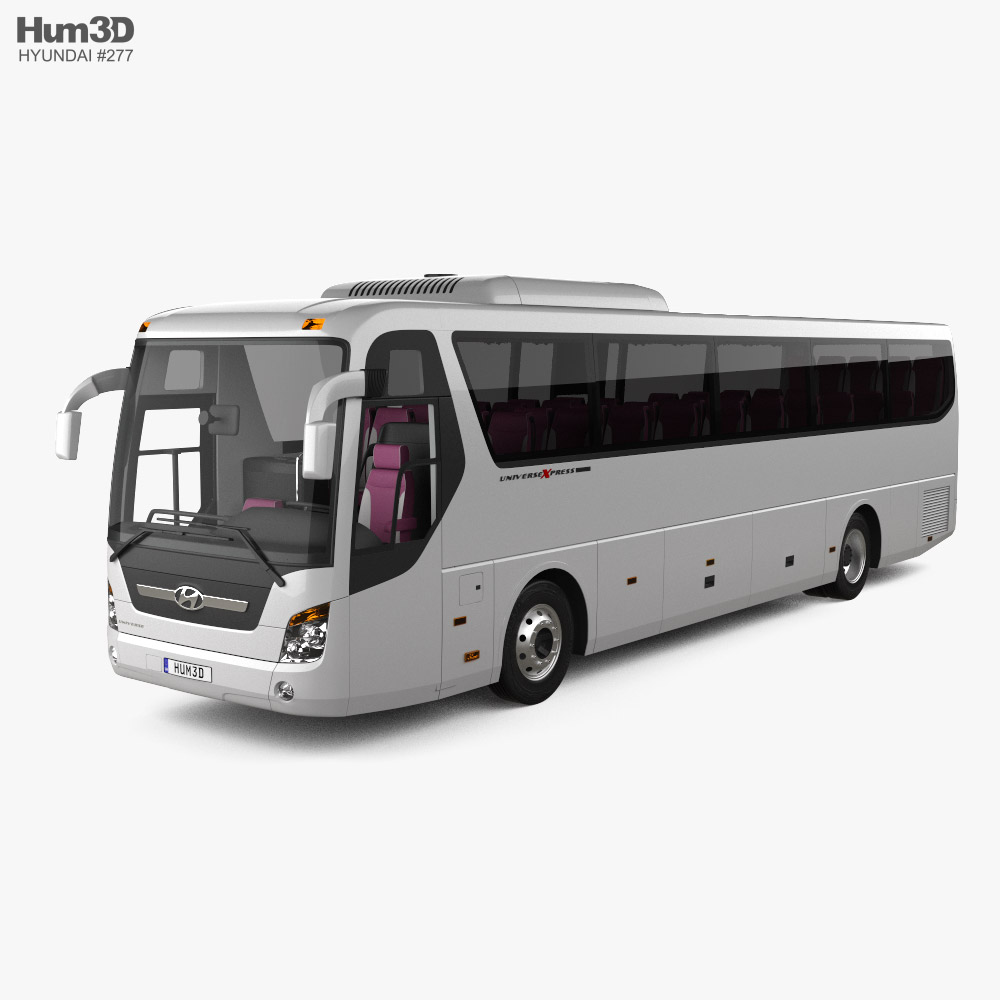 Hyundai Universe Xpress Noble Bus con interni 2007 Modello 3D