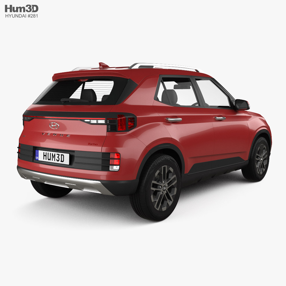 Hyundai Venue Turbo 2022 3D模型 后视图
