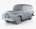 International Harvester R-110 Travelall 1953 3D-Modell clay render