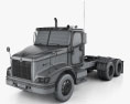 International 9200 Day Cab Tractor Truck 2009 3d model wire render