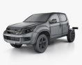 Isuzu D-Max Double Cab Chassis 2014 3d model wire render