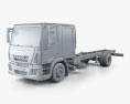 Iveco EuroCargo Double Cab Chassis Truck 2008 3d model clay render