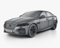 Jaguar XF R-Dynamic 2022 3d model wire render
