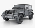 Jeep Wrangler Rubicon hardtop 2011 3D模型 wire render