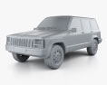 Jeep Cherokee XJ 4门 2001 3D模型 clay render