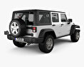 Jeep Wrangler JK Unlimited 5door 2014 3Dモデル 後ろ姿