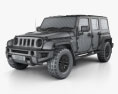 Jeep Wrangler Project Kahn JC300 Chelsea Black Hawk 4 puertas 2016 Modelo 3D wire render