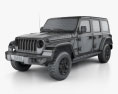 Jeep Wrangler Unlimited Rubicon 4门 2018 3D模型 wire render