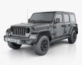 Jeep Wrangler 4 puertas Unlimited Rubicon con interior 2018 Modelo 3D wire render