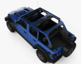 Jeep Wrangler 4 porte Unlimited Rubicon con interni 2018 Modello 3D vista dall'alto