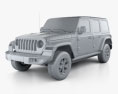 Jeep Wrangler 4 porte Unlimited Rubicon con interni 2018 Modello 3D clay render