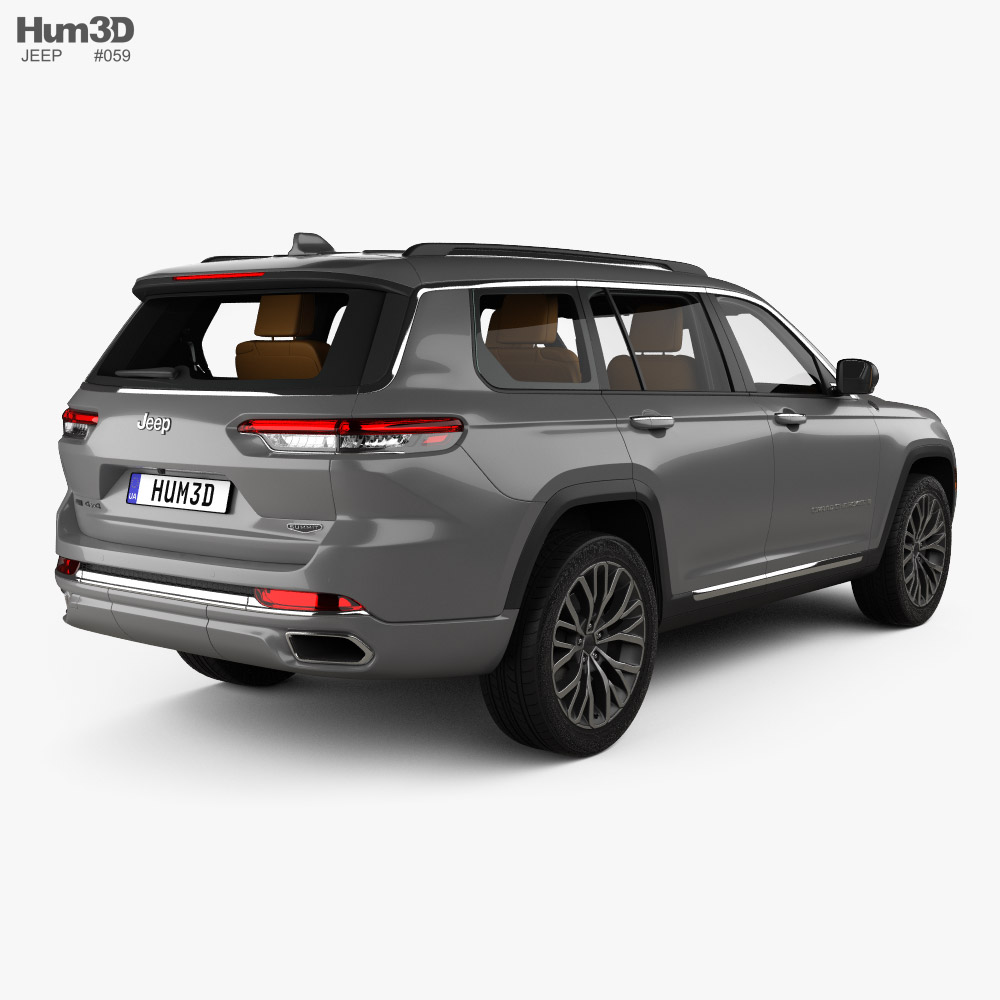 Jeep Grand Cherokee L Summit with HQ interior 2022 3d model back view