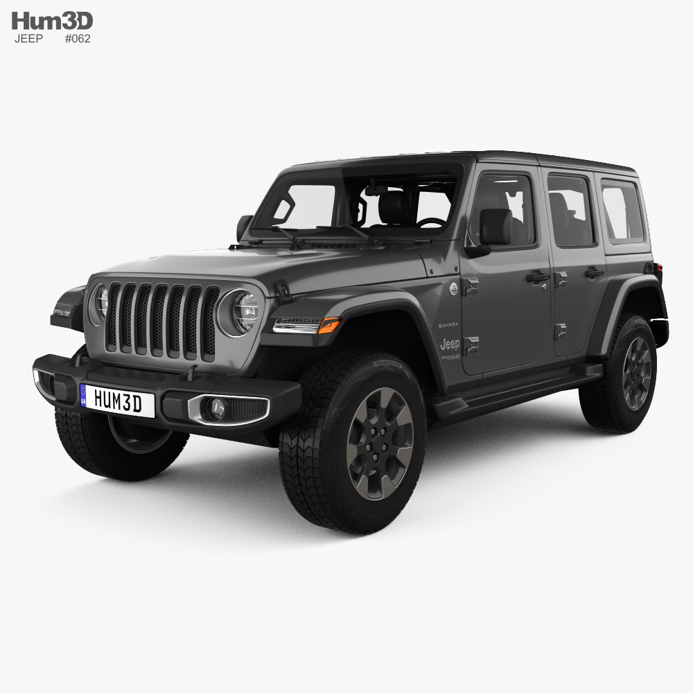 Jeep Wrangler Unlimited Sahara 인테리어 가 있는 2018 3D 모델 