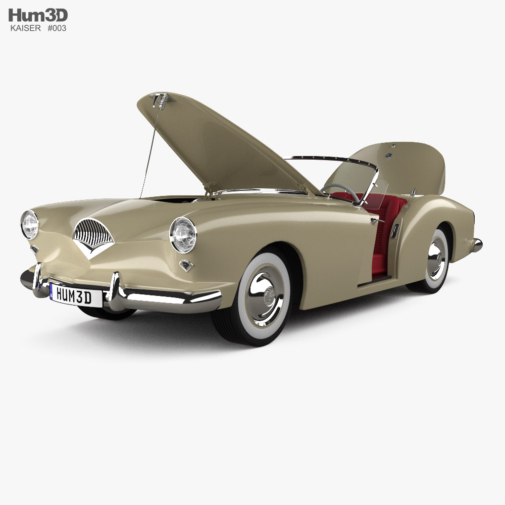 Kaiser Darrin Sport Convertible with HQ interior and engine 1954 3D model