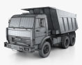 Kamaz 5511 ダンプトラック 1977 3Dモデル wire render
