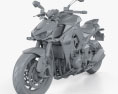 Kawasaki Z1000 2014 3d model clay render