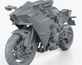 Kawasaki Ninja H2 2015 3d model clay render