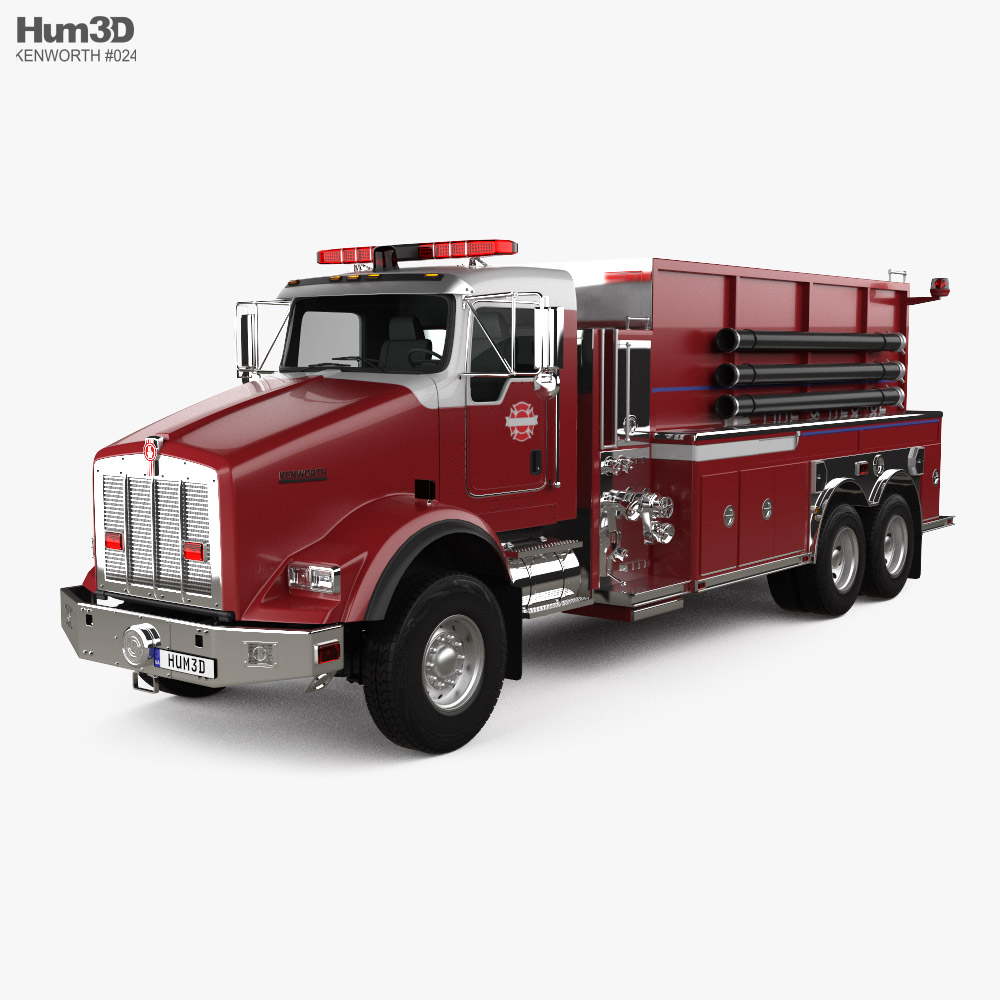 Kenworth T800 Fire Truck 3-axle 2016 3D model