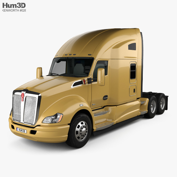 Kenworth T680 Camión Tractor con interior 2012 Modelo 3D