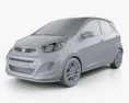 Kia Picanto (Morning) 5-door 2014 3d model clay render