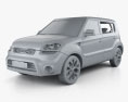 Kia Soul with HQ interior 2016 3d model clay render