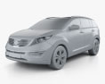 Kia Sportage with HQ interior 2013 3d model clay render