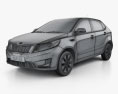Kia Rio (K2) hatchback 5-door 2015 3d model wire render