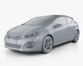Kia Pro Ceed GT Line ハッチバック 3ドア 2015 3Dモデル clay render