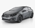 Kia Pro Ceed 掀背车 3门 2015 3D模型 wire render