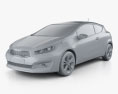Kia Pro Ceed 掀背车 3门 2015 3D模型 clay render