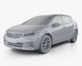 Kia Forte 5-door hatchback 2020 3d model clay render