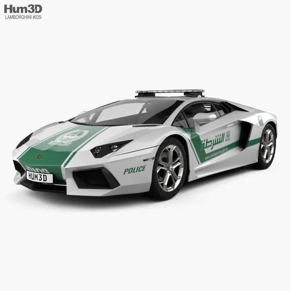 Lamborghini Aventador 警察 Dubai 2013 3Dモデル